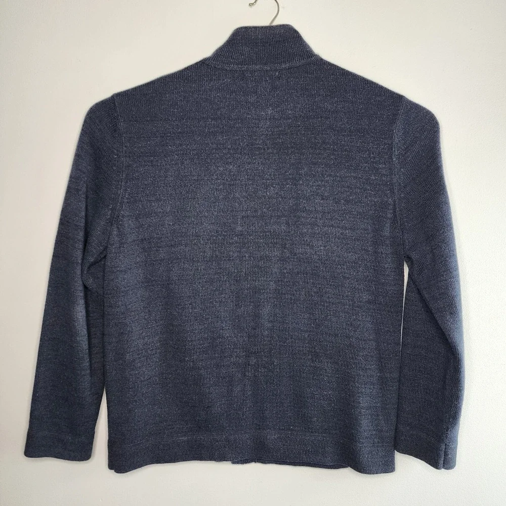 Banana Republic Navy Black Full Zip Button Mock Neck Sweater‎ Jacket Size XL